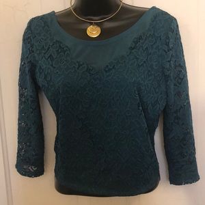 Sexy teal lace cropped top L